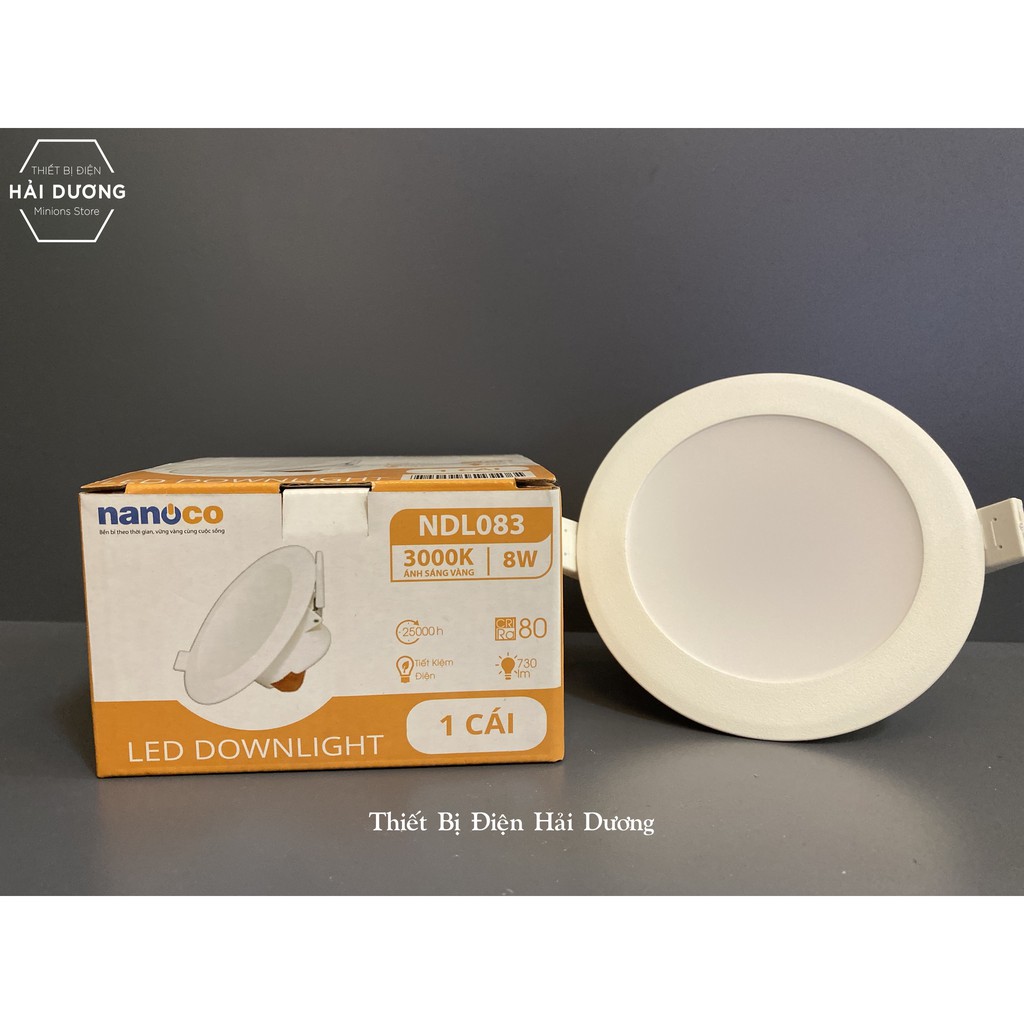 Combo 6 Đèn Led Downlight Âm Trần Nanoco 8w NDL083 / NDL086 Khoét lỗ Ø90mm - Ánh Sáng Trắng / Vàng