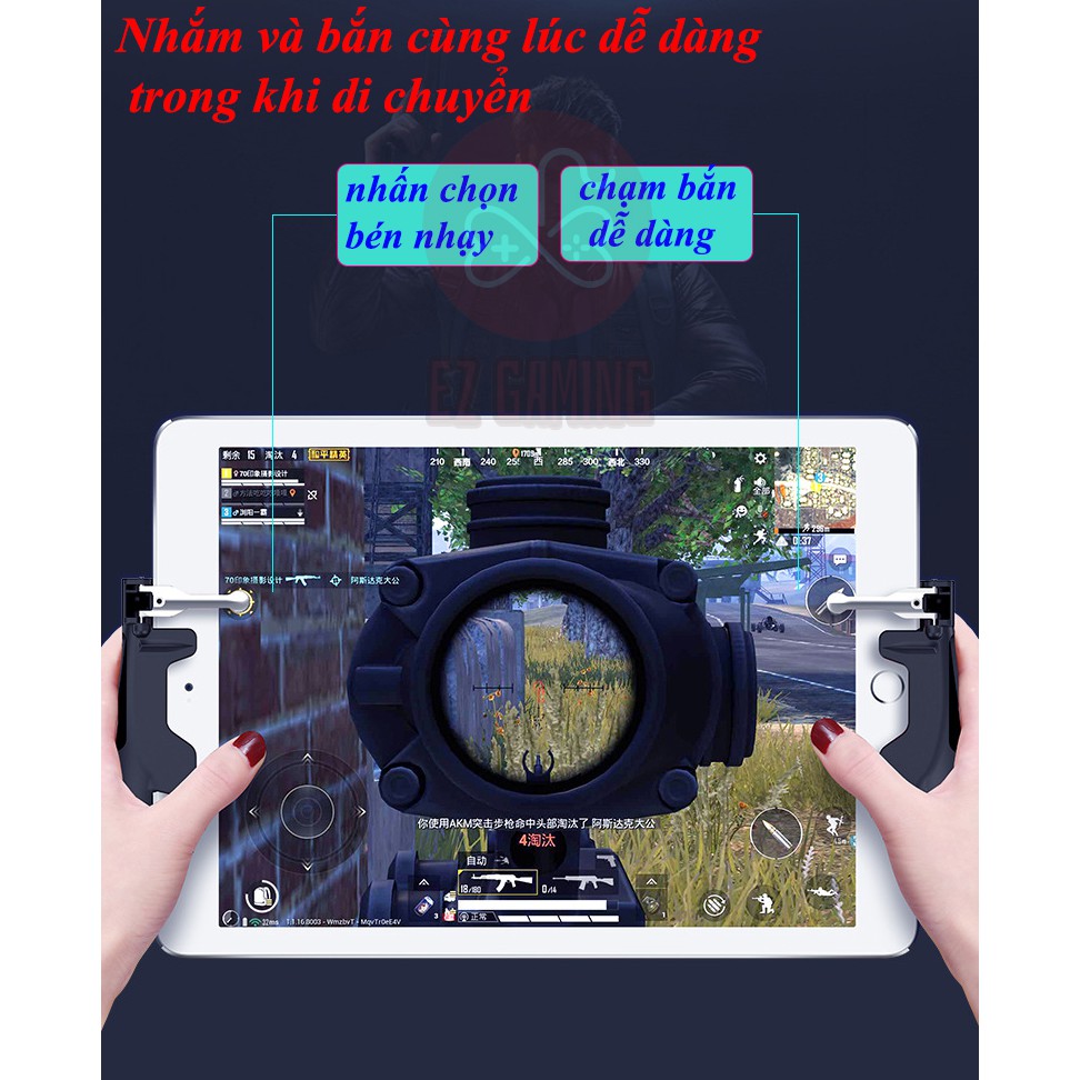 Bộ tay cầm H7 chơi game cho Ipad, máy tính bảng, chơi game PUBG mobile, ROS, Freefire cực đẹp. chơi cực đã.