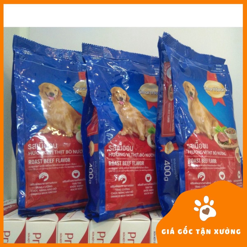 Hạt Chó Lớn SmartHeart ⚡CHỈ 1 NGÀY⚡ Thức ăn Vị Thịt Bò Nướng 400g - PET&amp;JOI