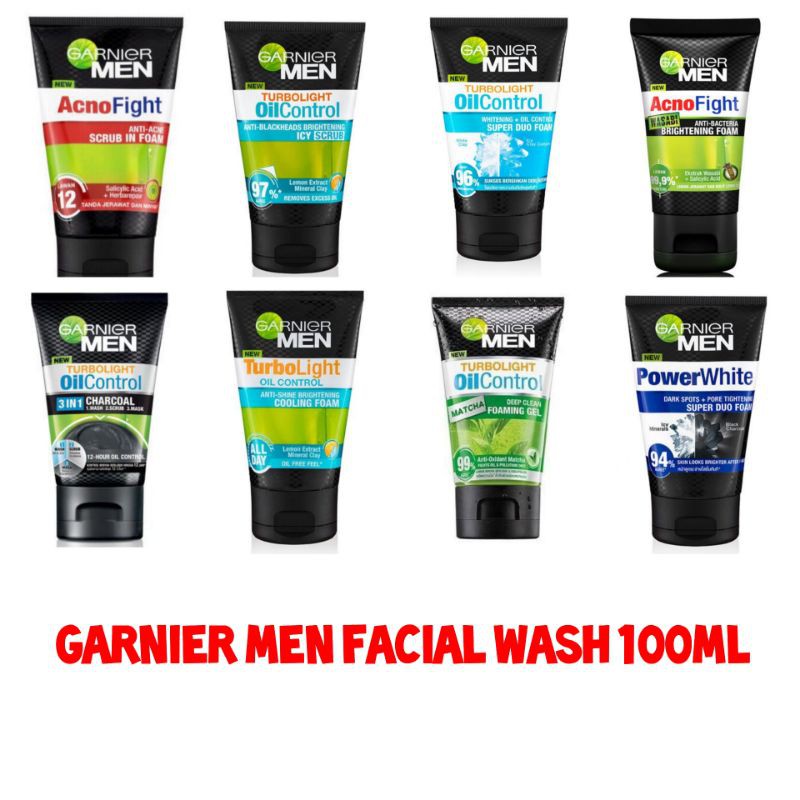 (Hàng Mới Về) Sữa Rửa Mặt Garnier 100ml Acno Fight / Than Trắng / Trà Xanh Làm Mát Cho Nam