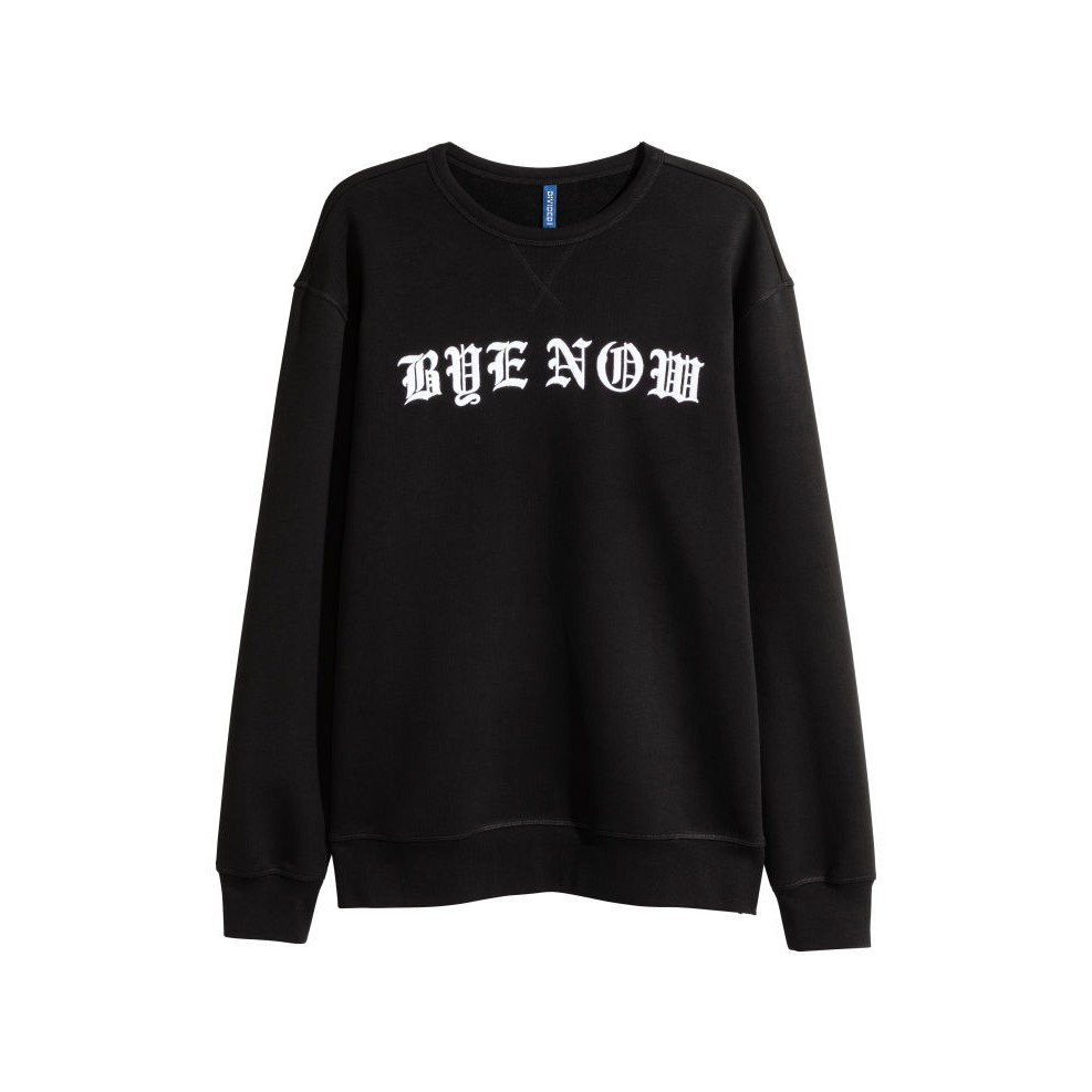 H&M ÁO NỈ Sweatshirt a print motif (HÀNG AUTH XÁCH TAY)
