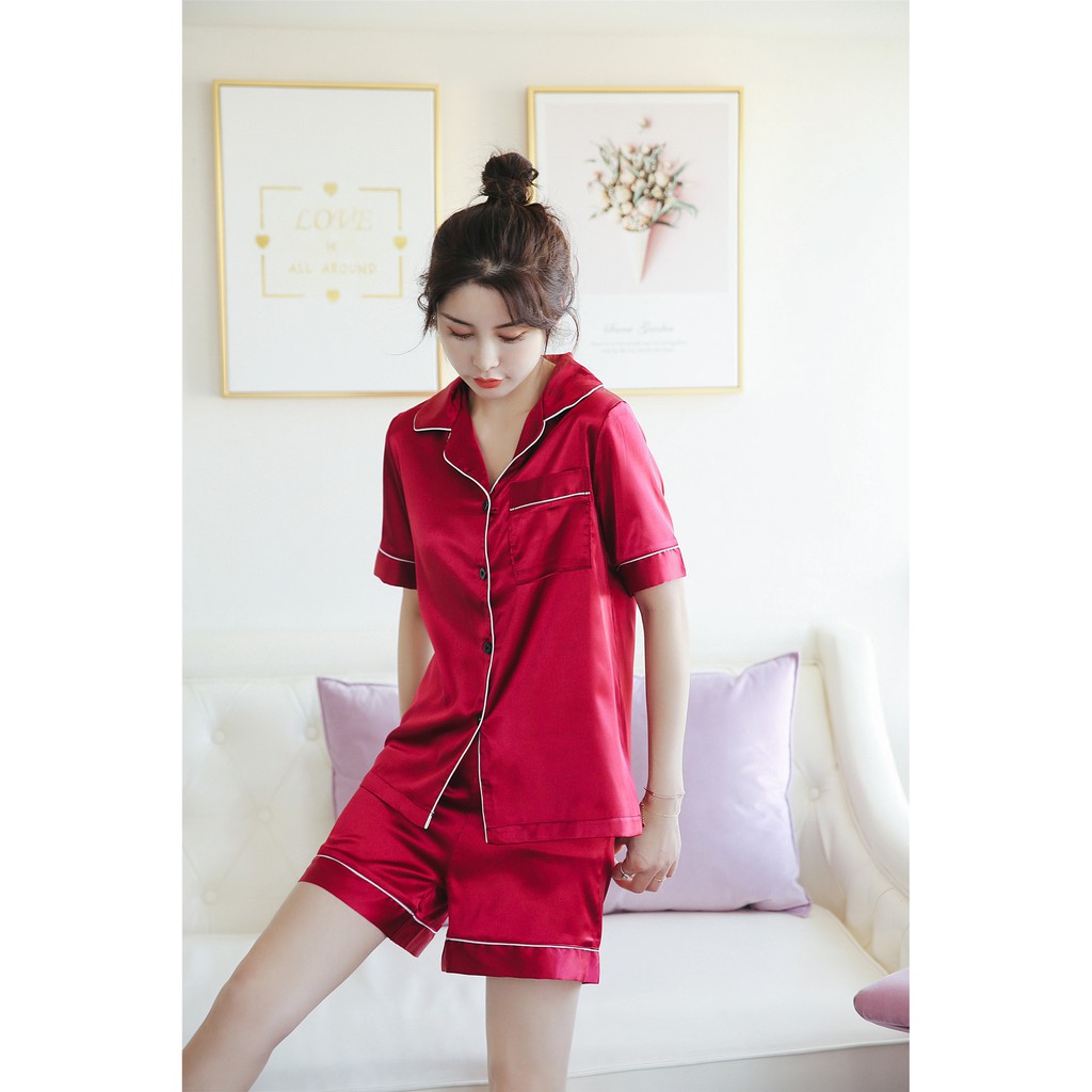 [Cao Cấp] Bộ Mặc Nhà Nữ Đồ Ngủ Lụa Trơn Ngắn Tay. Đồ Mặc Nhà Phù Cao Cấp, Bầu Bí Vẫn Bon Chen Tốt - TRON | BigBuy360 - bigbuy360.vn