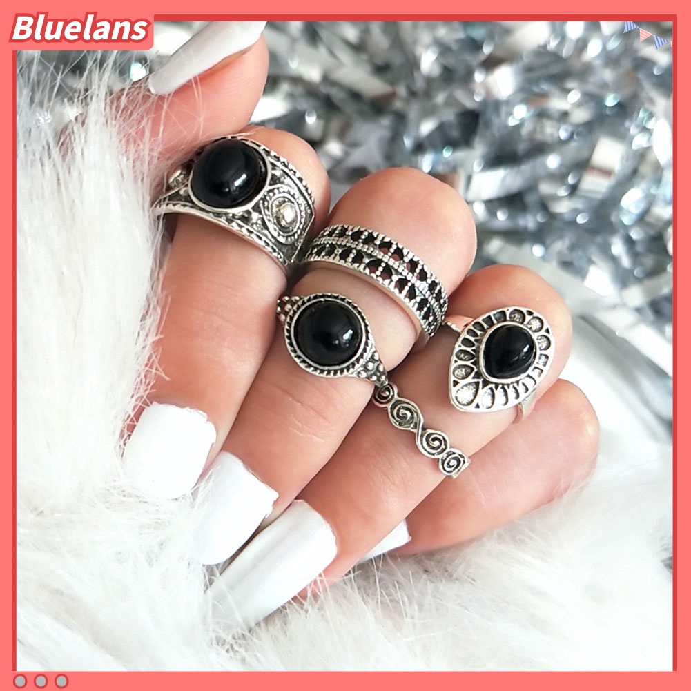 Bộ 5 nhẫn đeo đốt tay phong cách vintage xinh xắn