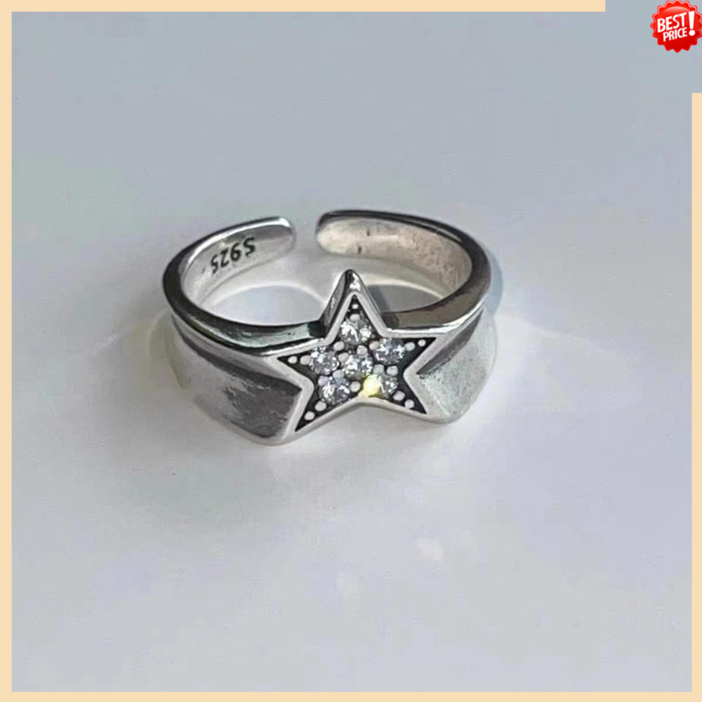 Nhẫn Hình Ngôi Sao Năm Cánh Đính Đá Phong Cách Retro Thời Trang Cho Nữ