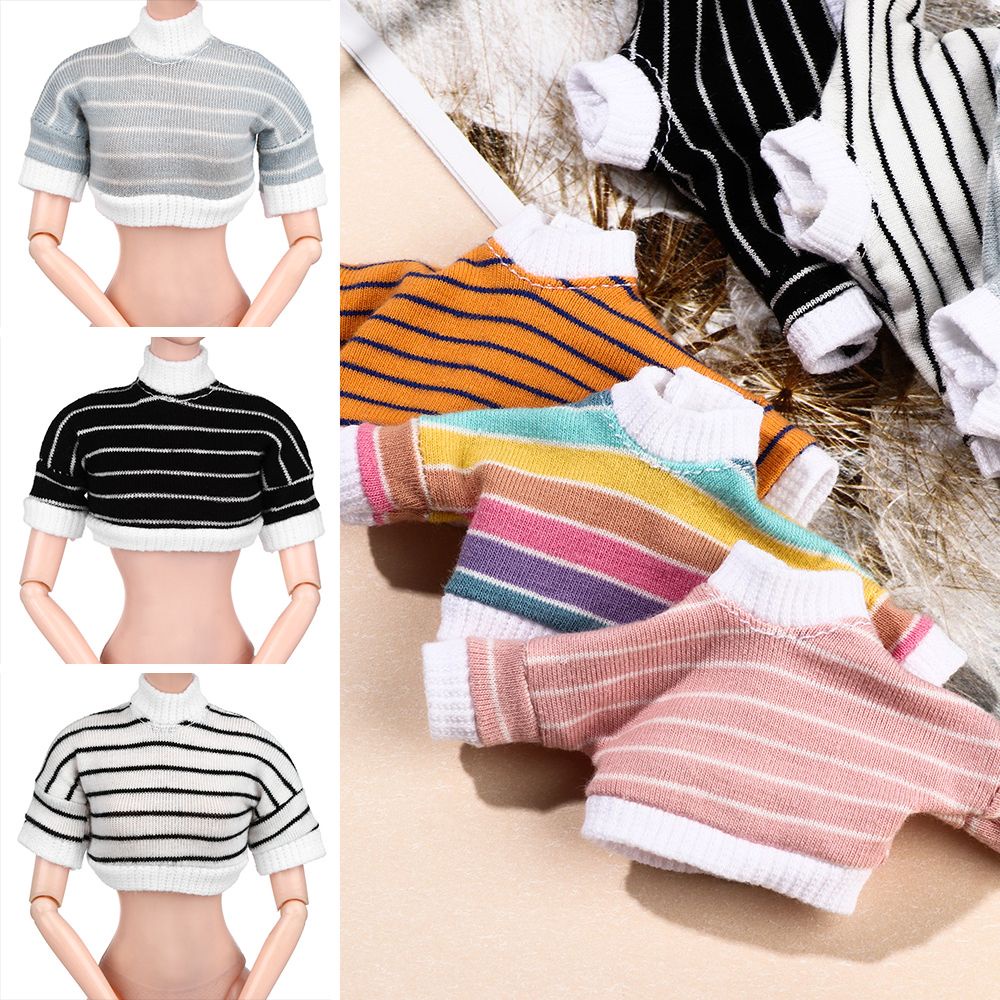 Áo sweater mini kẻ sọc cho búp bê OB11 1/12 DIY