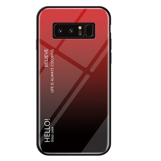 For Samsung Note 8 Gradient Aurora Tempered Glass Clear Back Phone Case