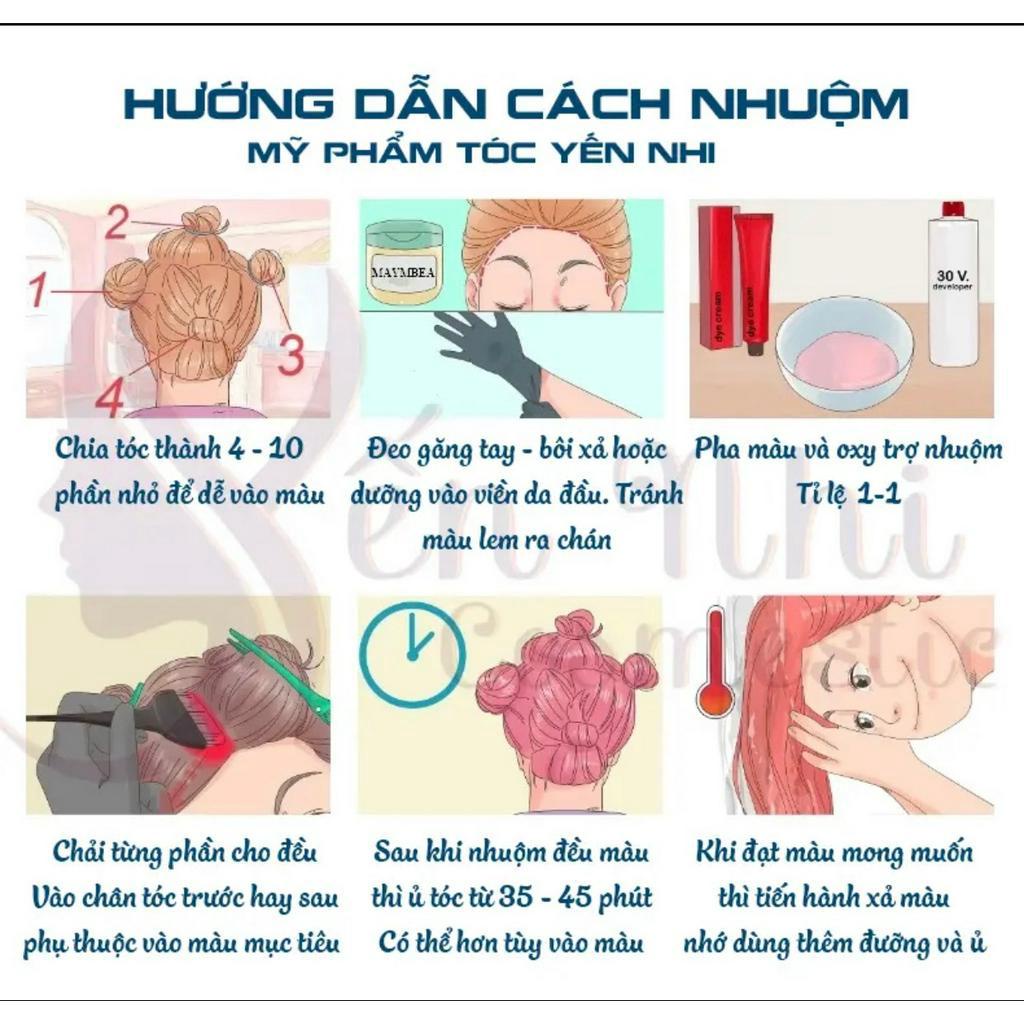 COMBO mới- Thuốc nhuộm tóc tại nhà màu ĐỎ ROSE tặng kèm oxi và gang tay