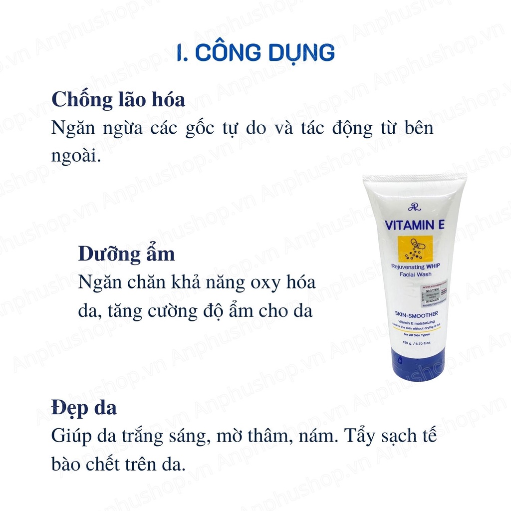 Sữa Rửa Mặt Vitamin E Aron Thái Lan 190g ( Hàng chính hãng)