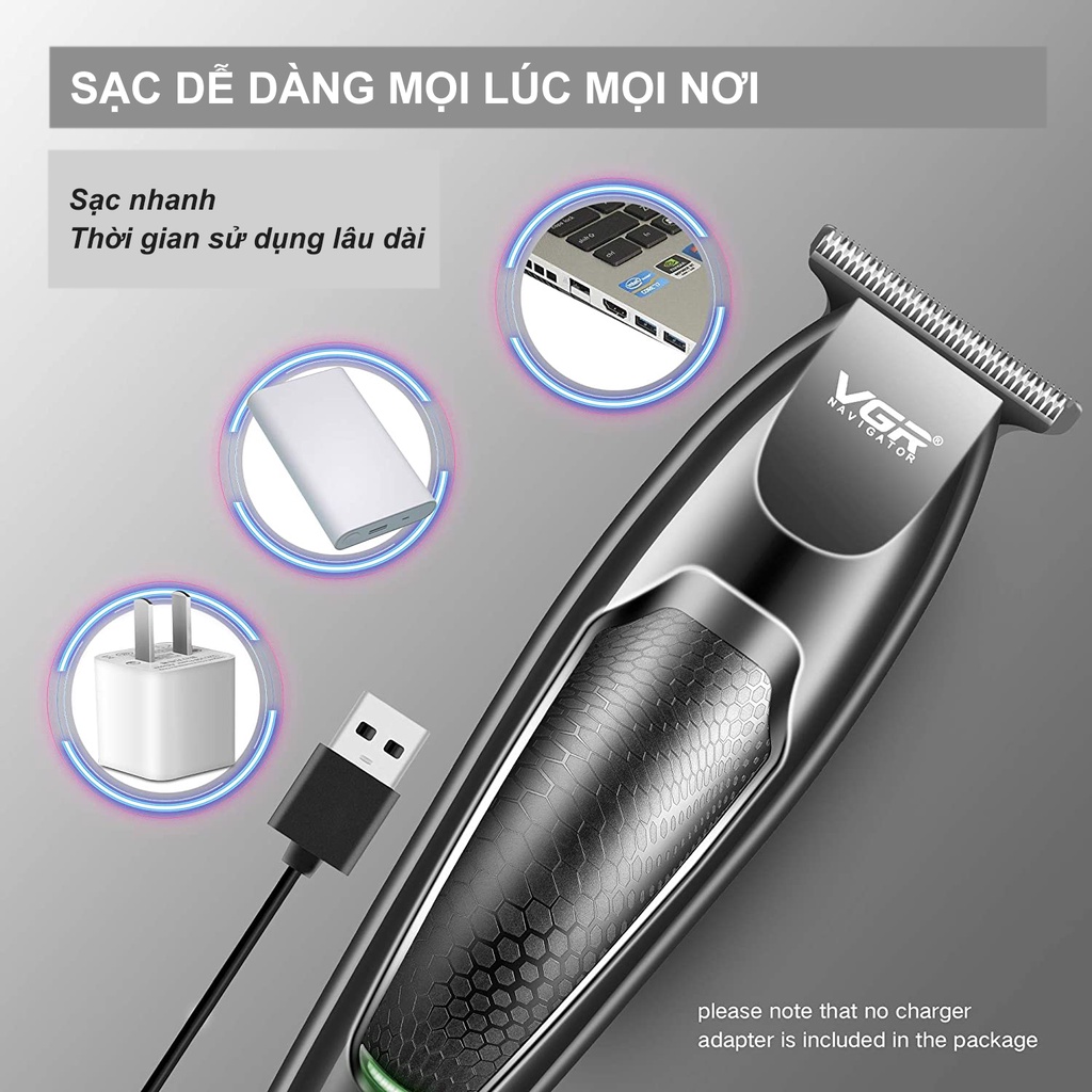 Tông đơ cắt tóc nam đa năng VGR Không Dây Chuyên Nghiệp hơn KEMEI KM- 809A TẶNG KÈM 5 ĐẦU TÔNG ĐƠ 1-5 mm VÀ CHỔI VỆ SINH