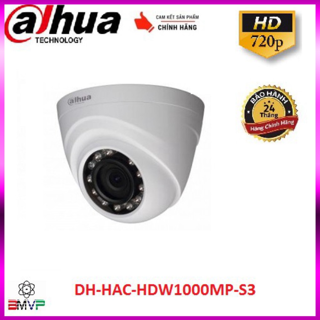 🍀 Camera Dahua 1 Mp DH-HAC-HDW1000MP-S3 - Dome Bán Cầu Trong Nhà - Hàng chính hãng 100%.