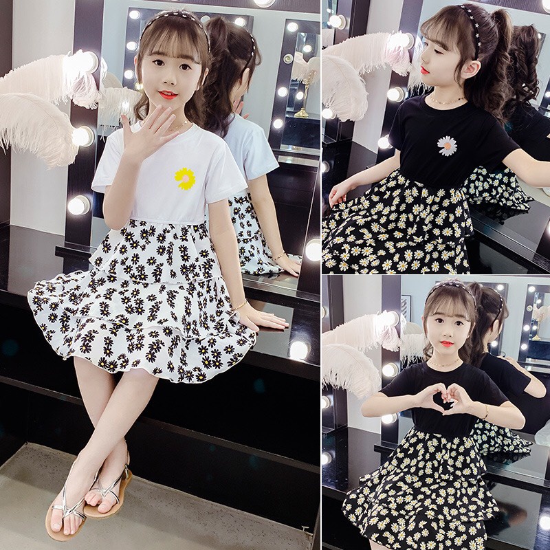 Set "VÁY HOA CÚC" nhí 14-45kg cho bé gái từ 4-14 tuổi. Áo cotton co giãn, thoáng mát. Váy xinh xắn. G16