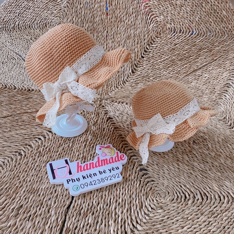 Nón sợi vành to cho bé - cho mẹ