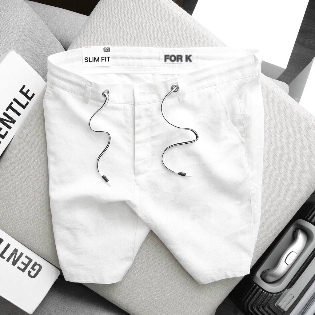 Quần ngố nam, quần lửng nam kaki co giãn cao cấp chính hãng màu trắng đen lưng thun dáng thể thao Hàn Quốc cao cấp H4