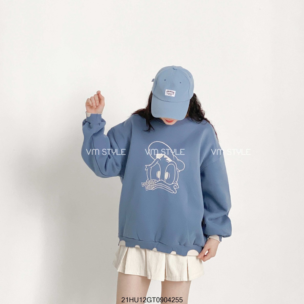 Áo nỉ Hoodie viền tay in hình chú vịt vạt áo cách điệu thời trang nữ Hàn Quốc FMstyle Saigon 21HU12GT0904 | BigBuy360 - bigbuy360.vn