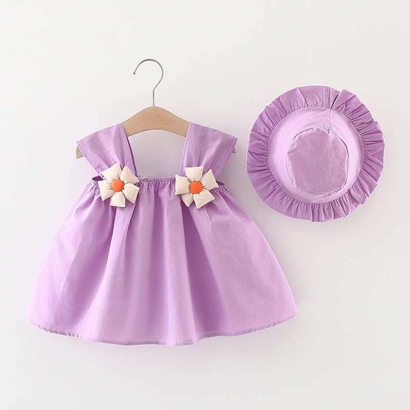 Đầm Hai Dây Mùa Hè Bằng Vải Cotton In Hoa Nhỏ Dễ Thương Có Thắt Nơ Thời Trang Cho Bé Gái 3 Tuổi Từ 9 Tháng Tuổi