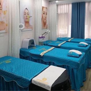 Ga spa lụa trần bông kèm vỏ gối cùng màu
