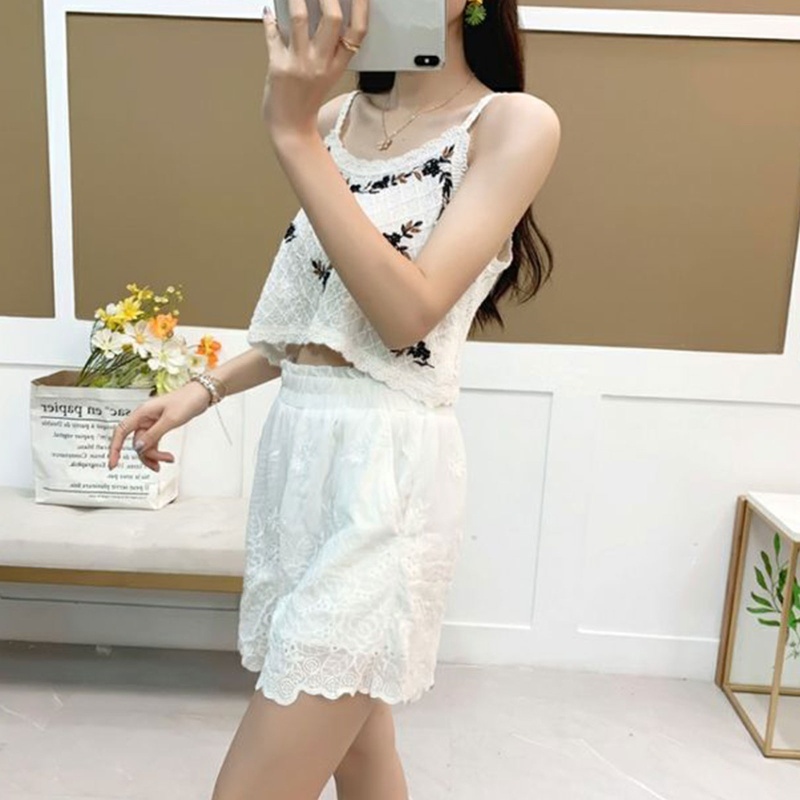 Áo Lửng Hai Dây Thêu Hoa Quyến Rũ Dành Cho Nữ