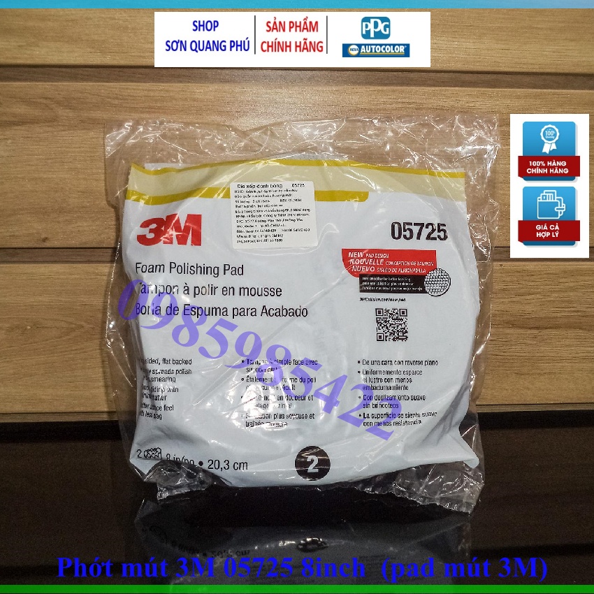 Phớt mút đánh bóng 3M 05725 dạng sóng bước 2 đĩa xốp đánh bóng 3M 05725 3M 8inch 22cm pad xốp SONQUANGPHU8856
