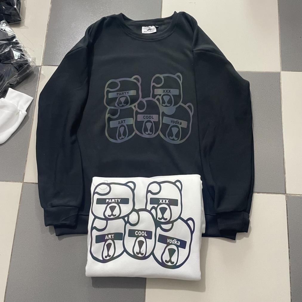 Áo Nỉ Sweater Phản quang HOT TREND Trắng, Đen - Chất Nỉ Cao Cấp, Dài Tay Form Rộng  Unisex Nam Nữ giá Rẻ - KKim Style