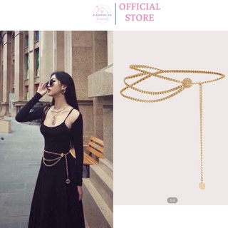 Thắt lưng nữ thời trang Re.tro sang chảnh phong cách xích kim loại dây nịt đai váy thả eo Xiaomimi  P.284