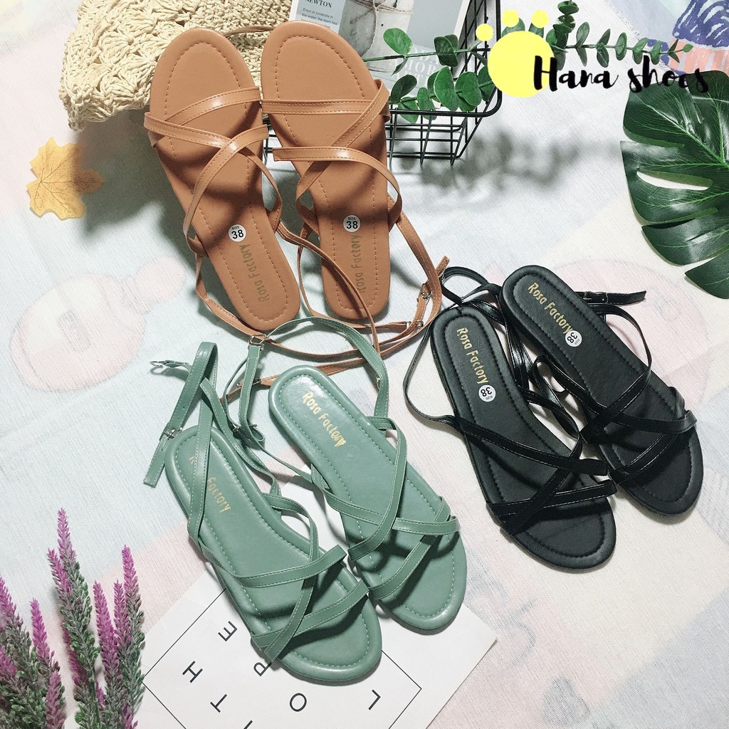 Sandal nữ đế bằng quai mảnh da mềm êm chân SB8