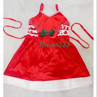 Váy đầm Noel. Đầm 2 dây vải lông nhung cao cấp