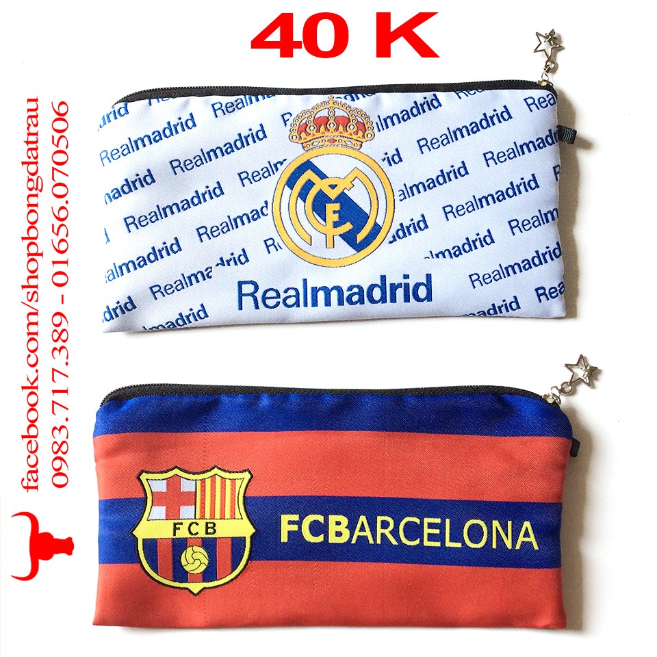 Túi bút  - các câu lạc bộ bóng đá Manchester, Arsenal, Chelsea, Barca, Real, Liverpool - Trâu shop