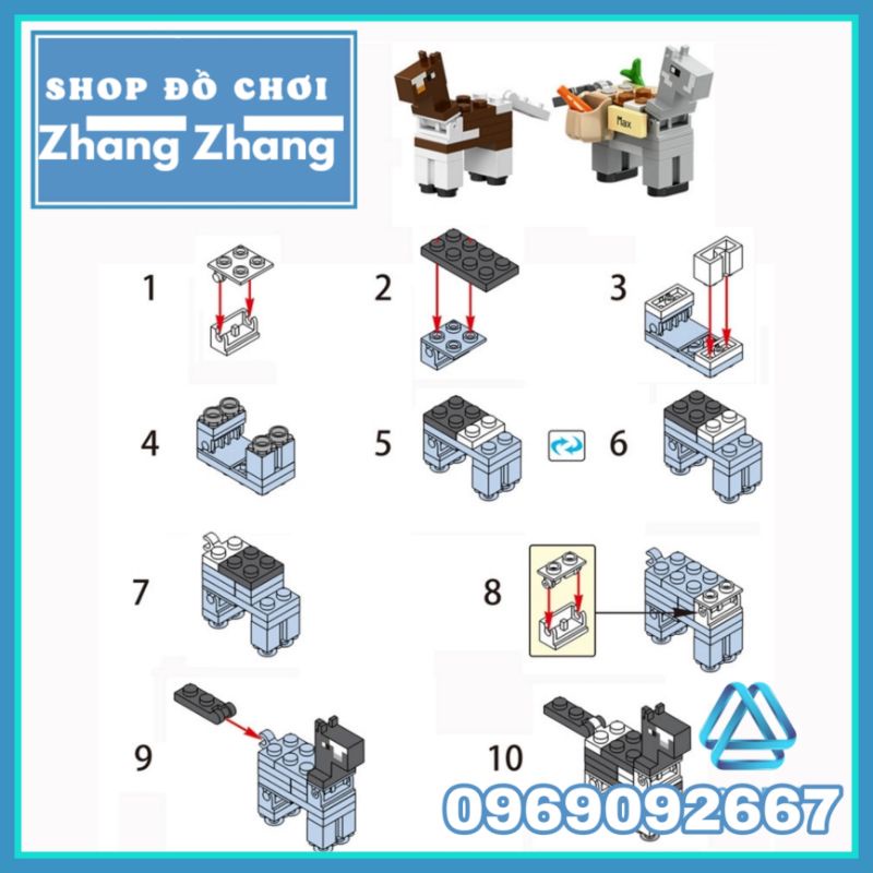 Đồ chơi xếp hình Minecraft trong Mine Blocks gồm Ghast - Polar Bear - Spider mô hình Minifigures Lele B033 040