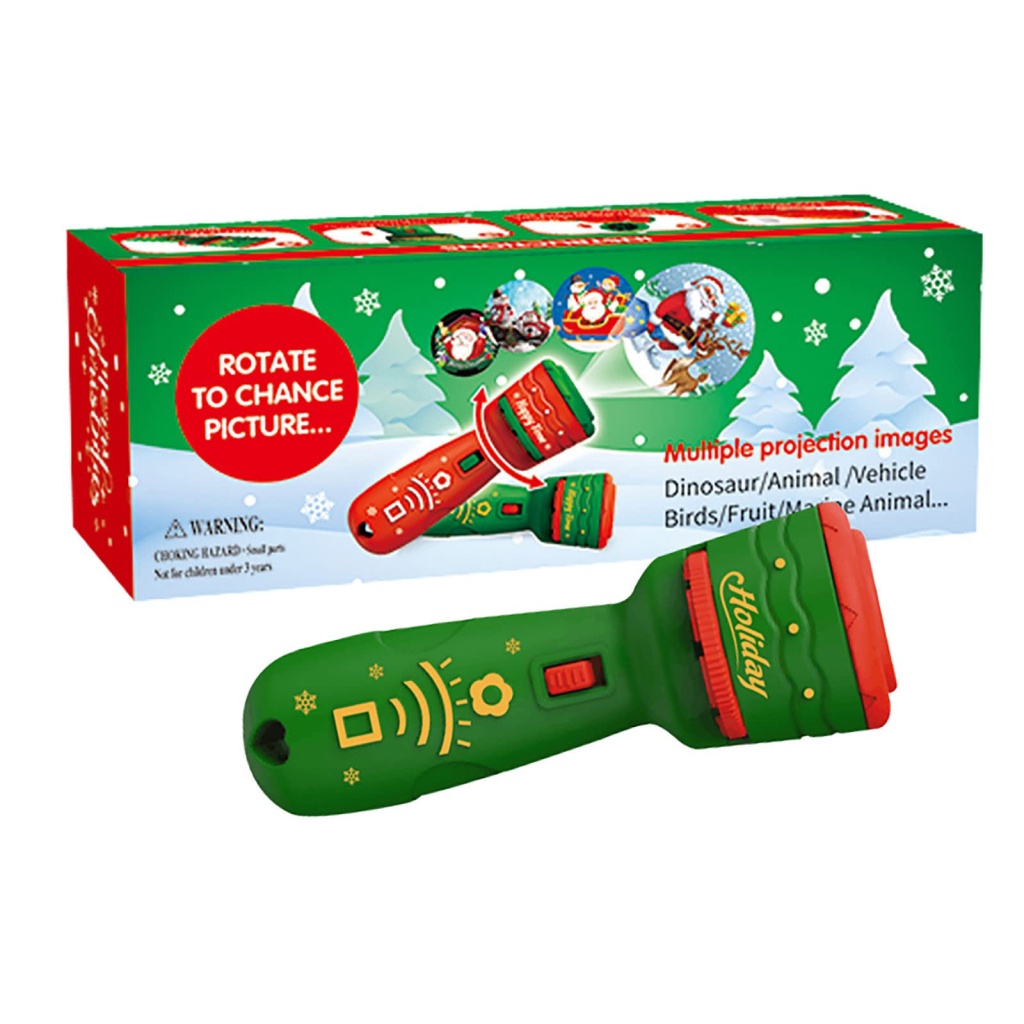 Đồ Chơi Đèn Pin Chiếu Hình Ông Già Noel Trang Trí Cây Thông Giáng Sinh