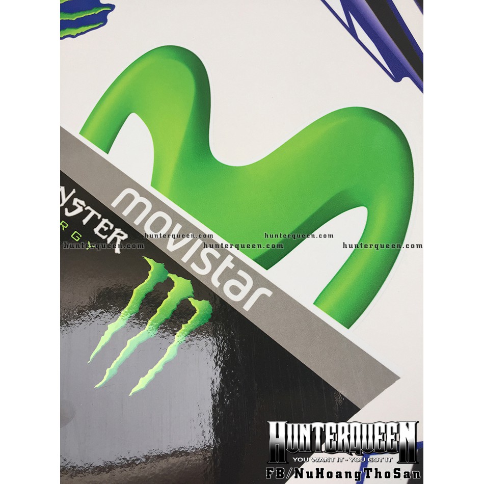 Tem rời Movistar 135. Decal dán Exciter 2011 xanh GP, 2 bửng trước màu trắng