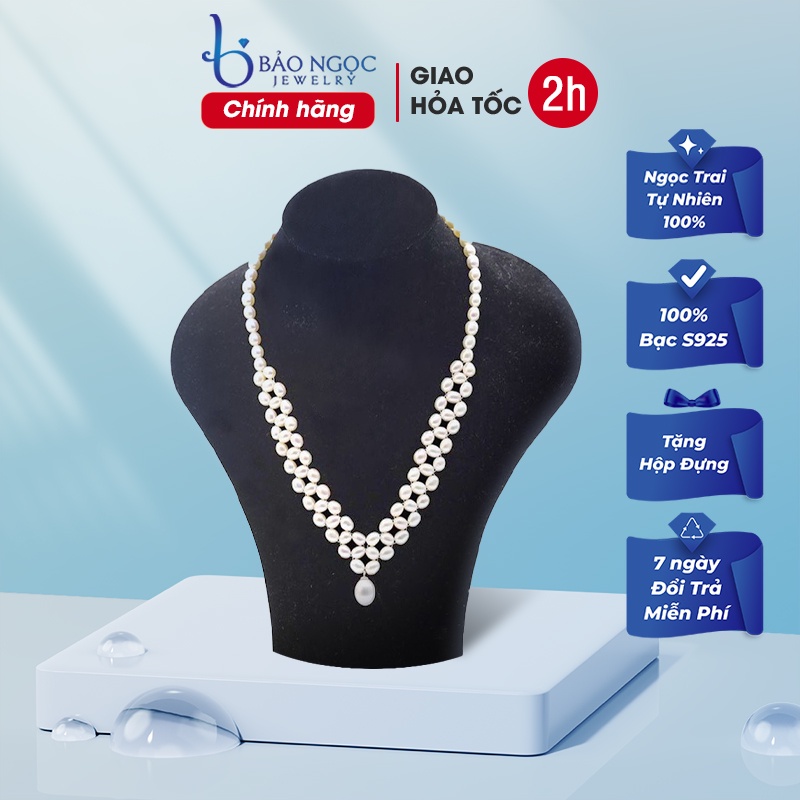Dây chuyền ngọc trai tự nhiên cao cấp thời trang quý phái Qeen Pearl DB2120 - Bảo ngọc jewelry