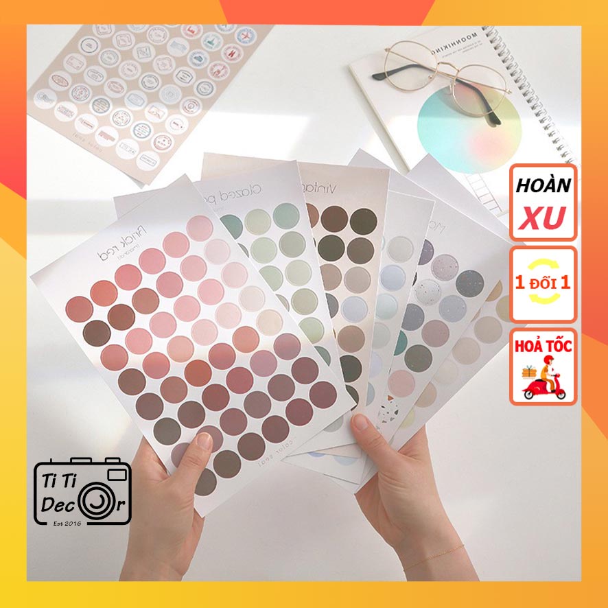 Sticker Tròn Pastel TiTi Decor Dán Sổ Ghi Chú - Book Mark Hình Tròn Phong Cách Hàn Quốc Tinh Tế Siêu Xinh Xắn