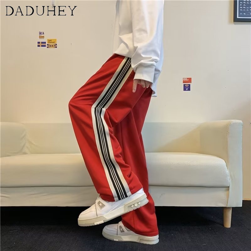 DaDuHey American Street Letter Printed Sports Casual Pants Men's Fashion Brand Hip Hop Loose All-Match Cover Silk Cotton Sweatpants