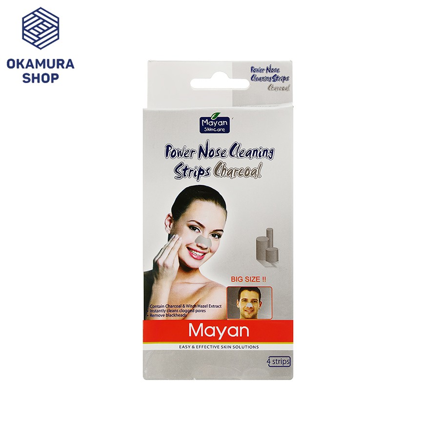 Hộp 4 miếng lột mụn đầu đen MAYAN than hoạt tính, lô hội Nose Cleaning Strips NPP KallyCosmetic