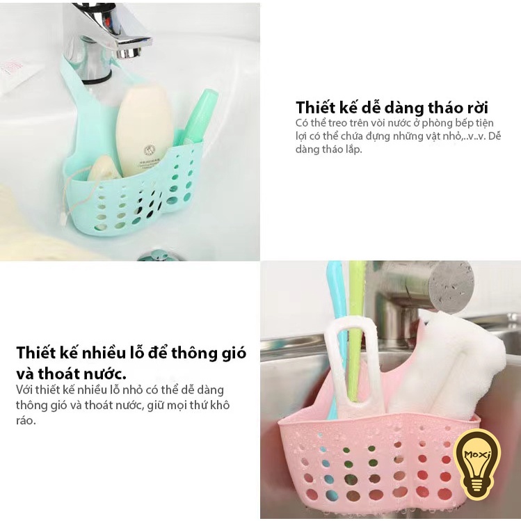 [ HÀNG SẴN ] Giỏ Treo Đựng Vật Dụng Silicone Treo Vòi Nước Bồn Rửa Chén Tiện Dụng Đa Năng MOXI.