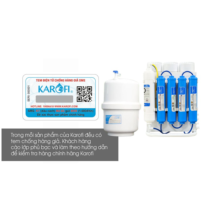 Máy lọc nước RO để gầm, không tủ KAROFI SLIM S-S038 (8 cấp lọc)