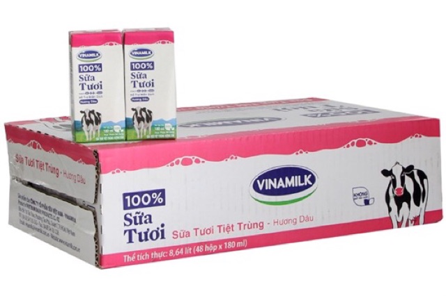THÙNG 48 HỘP SỮA VINAMILK 180ML CÓ ĐƯỜNG/ KHÔNG ĐƯỜNG/ ÍT ĐƯỜNG/ DÂU/ SOCOLA