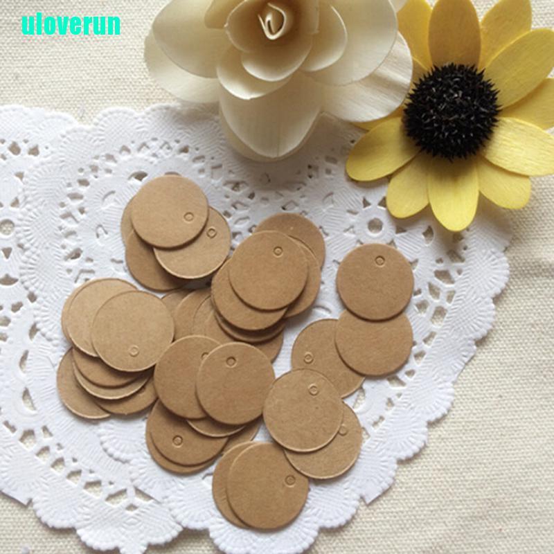 Set 100 Thẻ Giấy Hình Tròn Màu Nâu Treo Hành Lý