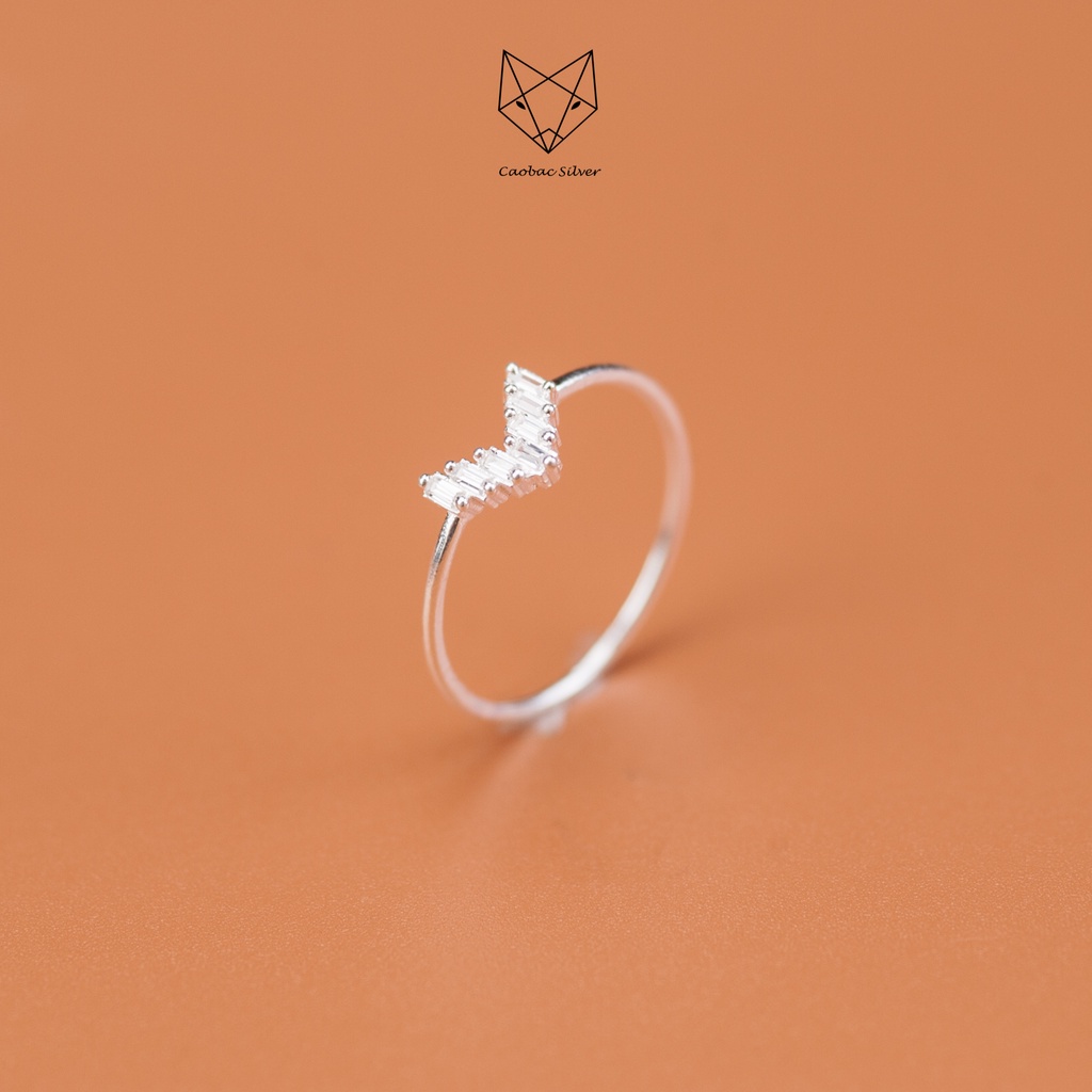 Nhẫn Bạc Ta Cao Cấp CaoBac Silver V Đá Dài Đá Dài Nhẹ Nhàng Dành Tặng Riêng Cho Bạn Gái