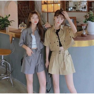 Bộ quân áo croptop nữ set kaki nữ hang hot