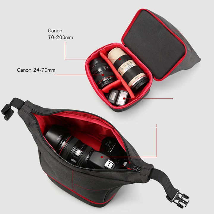 Xả Túi đựng máy ảnh Huwang 1 body 2 lens_RE0155