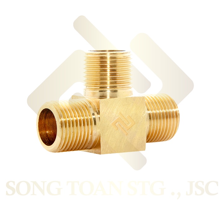 [TÊ NỐI REN] Tê chia ba đầu ren ngoài bước ren BSP hệ G dân dụng - Đồng phay nguyên khối (brass pipe fitting tee)