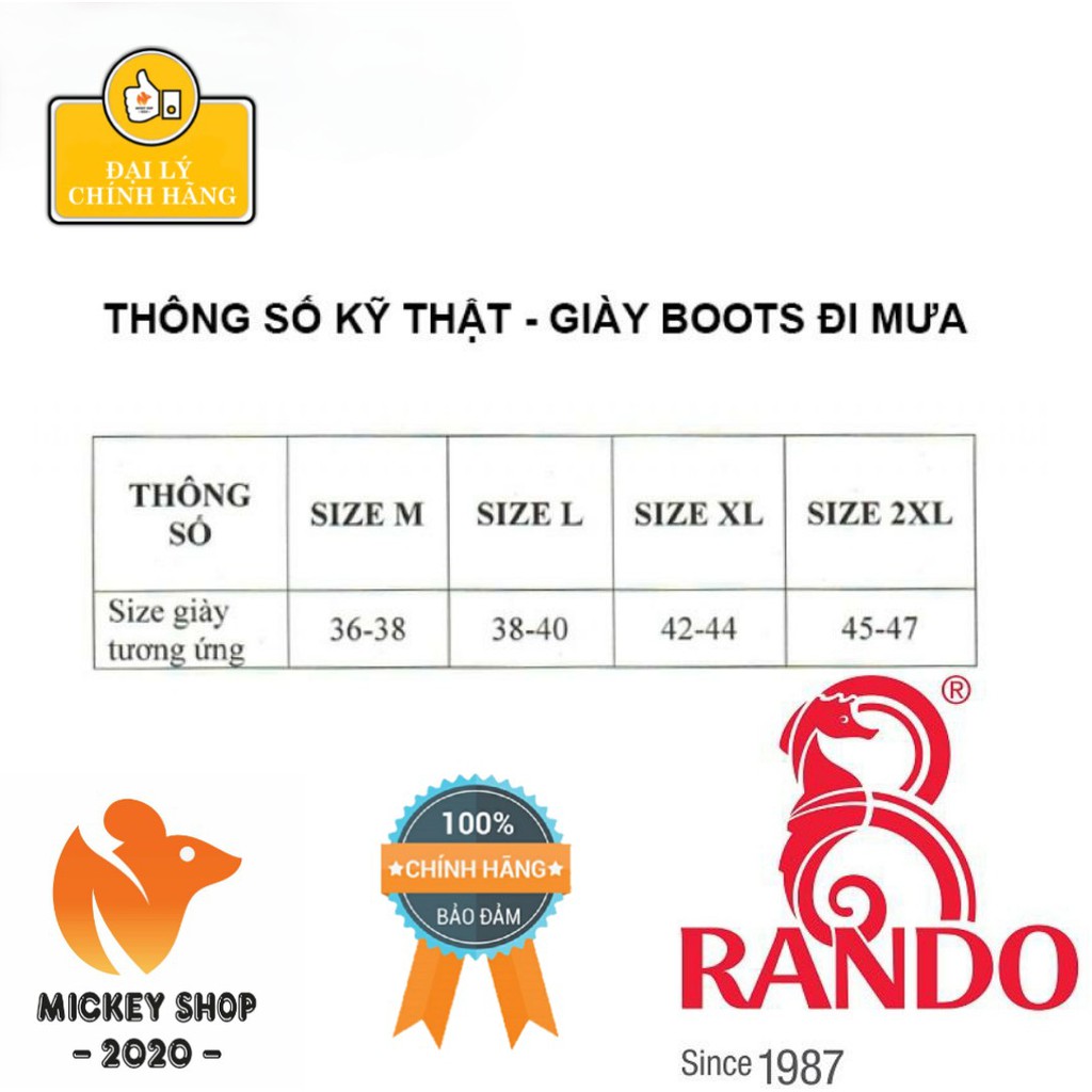 [ CAO CẤP ] Giày Boots Đi Mưa Rando OBPS-04