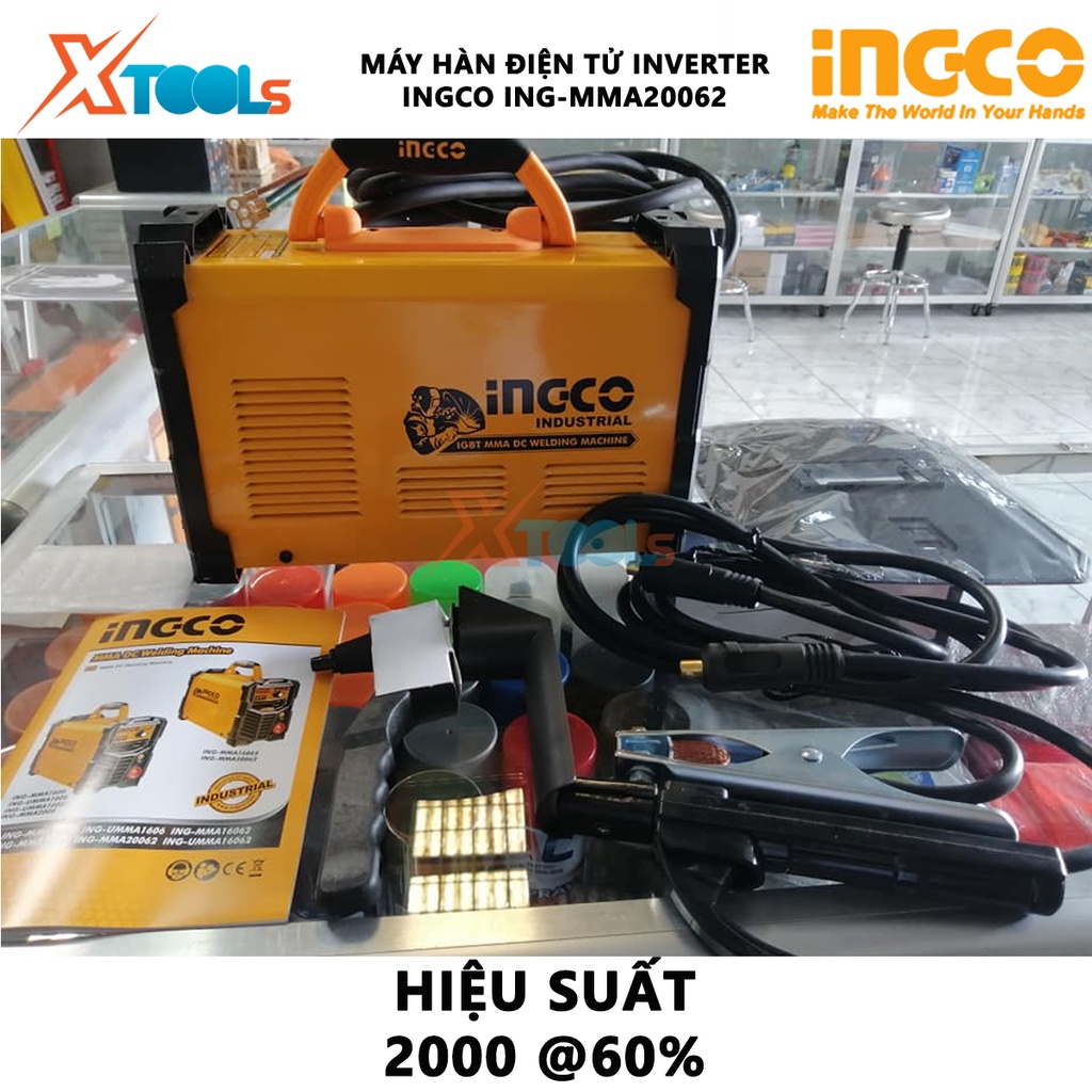 Máy hàn điện tử Inverter INGCO ING-MMA20062 | Máy hàn que điện tử Điện áp ra tối đa 200A Công nghệ IGBT Inverter Điện th