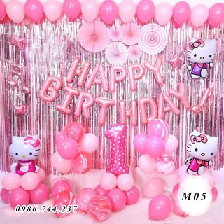Set Bóng Happy Birthday Trang Trí Sinh Nhật Hình Hello Kitty Mã M05