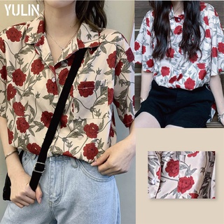 Classic French printed short-sleeved shirt New summer fashion for women 2022