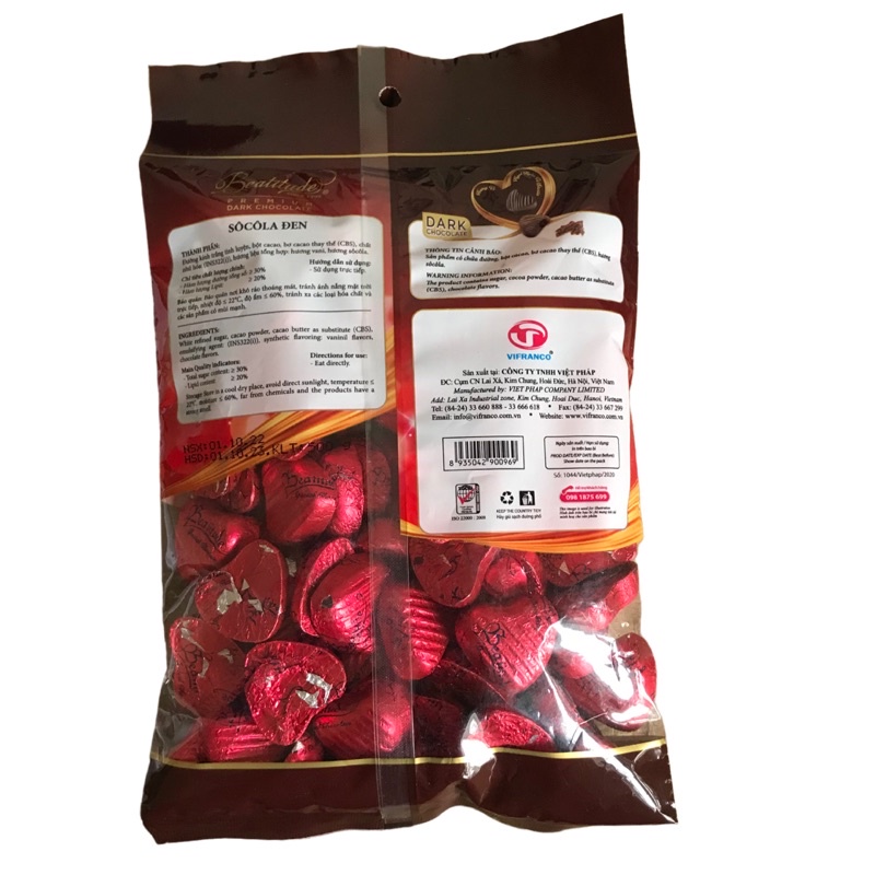 Socola Beautitude Viên Tim Đỏ Túi 500g