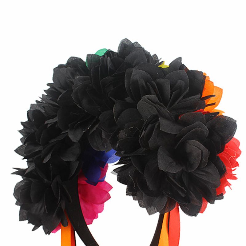 Flgo Băng Đô Ruy Băng Đính Hoa Giả Nhiều Màu Sắc Tương Phản Hóa Trang Ngày Halloween