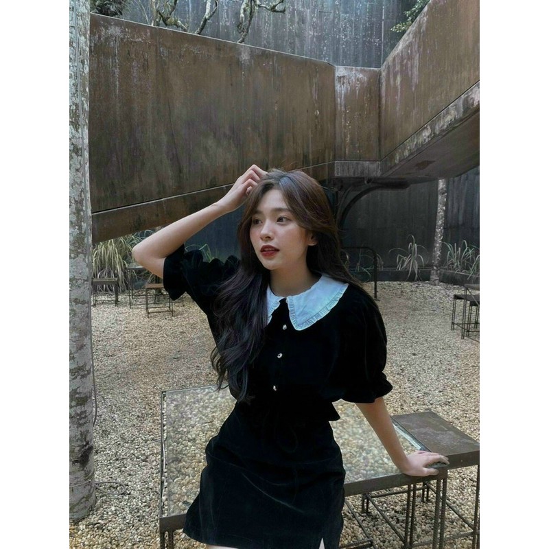 SET ĐẦM NHUNG CỔ SEN
