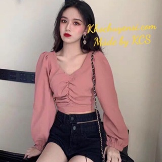 Áo Kiểu Cổ V Dún Ngực Siêu Xinh